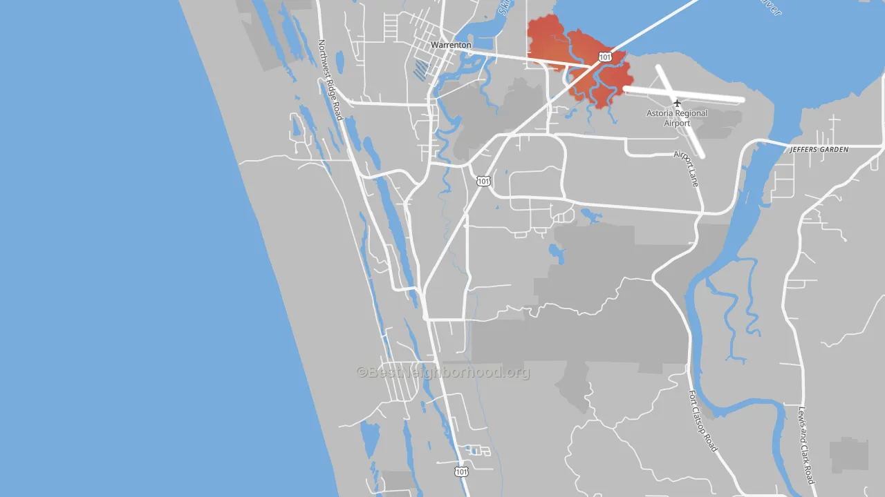 Transit Grade map of Warrenton, OR