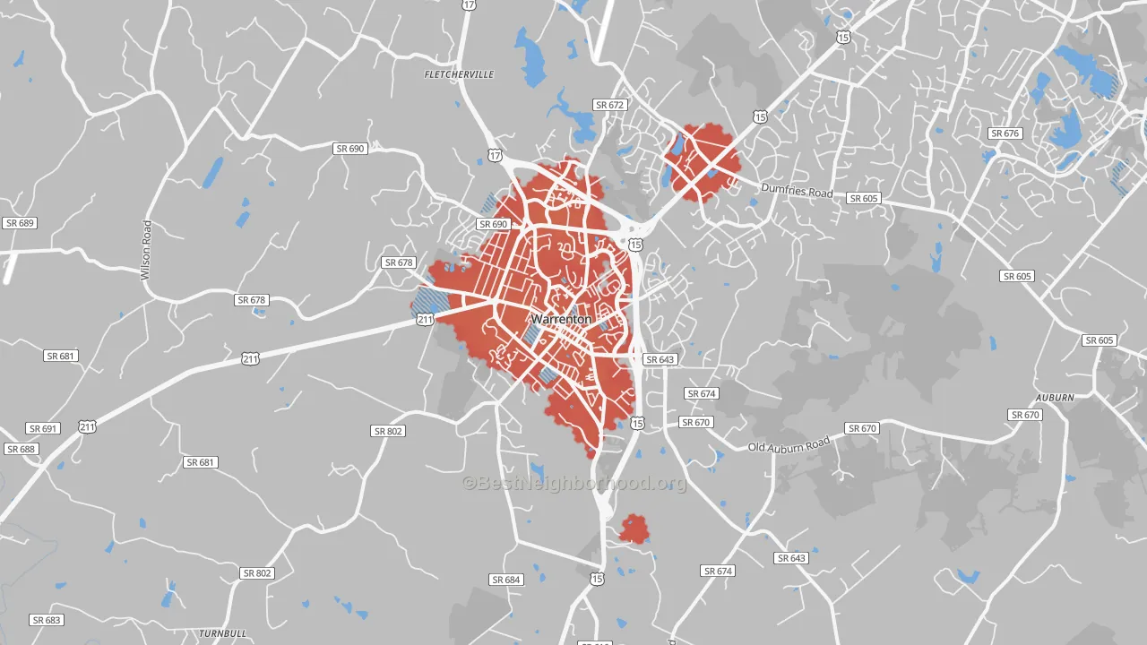 Transit Grade map of Warrenton, VA