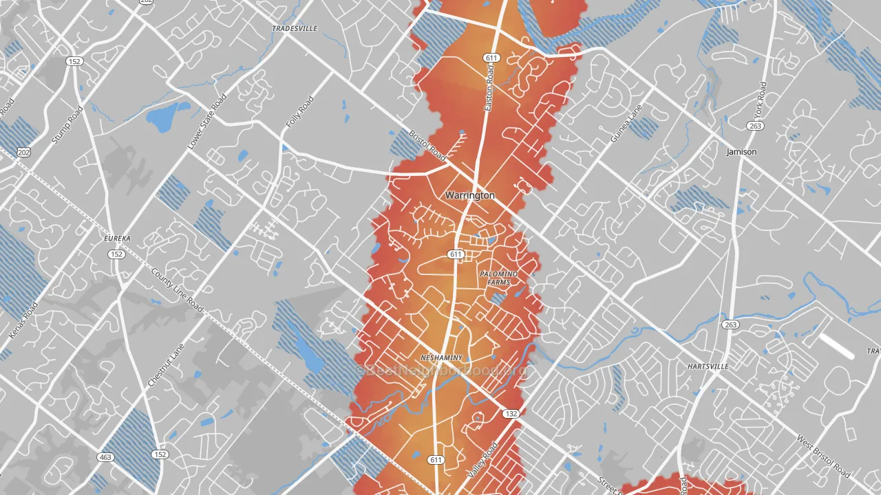 Transit Grade map of Warrington, PA