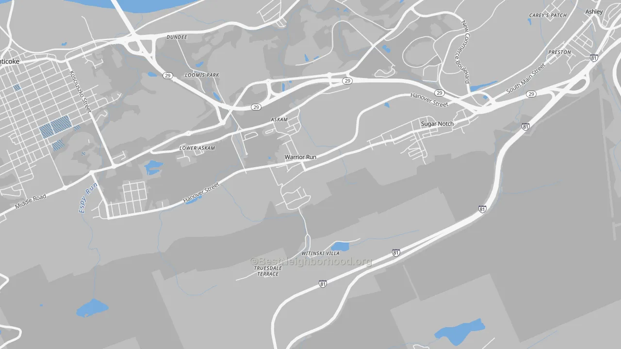 Transit Grade map of Warrior Run, PA
