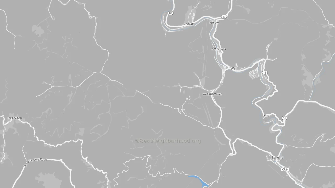 Transit Grade map of Warriormine, WV