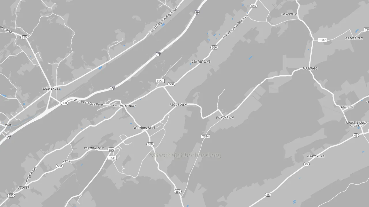 Transit Grade map of Warriors Mark, PA