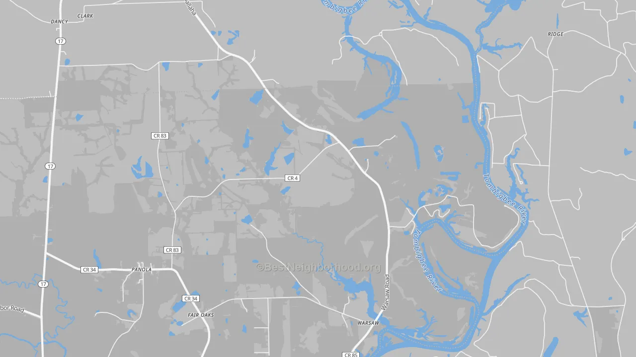 Transit Grade map of Warsaw, AL