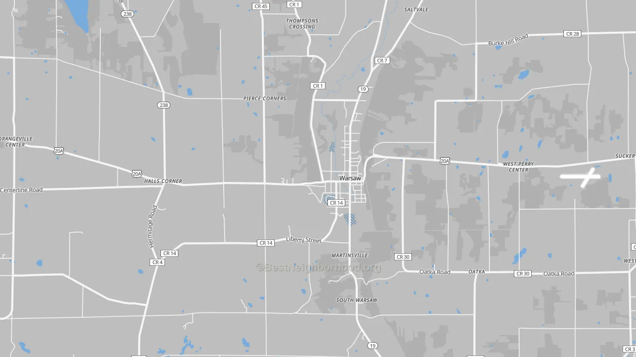 Transit Grade map of Warsaw, NY