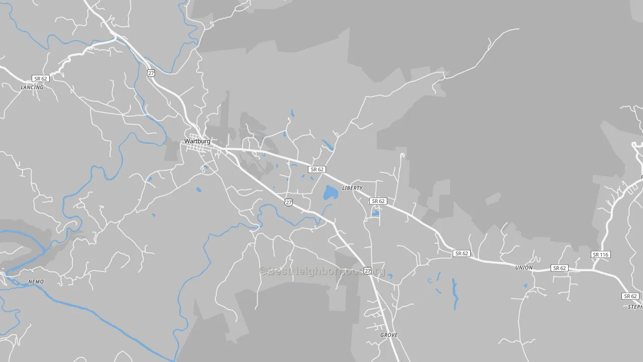 Transit Grade map of Wartburg, TN