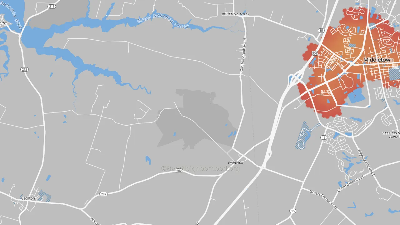 Transit Grade map of Warwick, MD