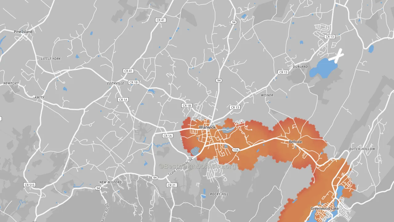 Transit Grade map of Warwick, NY