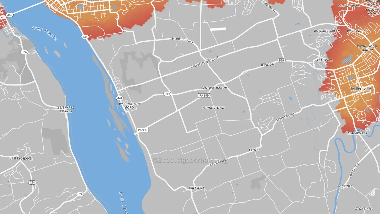 Transit Grade map of Washington Boro, PA