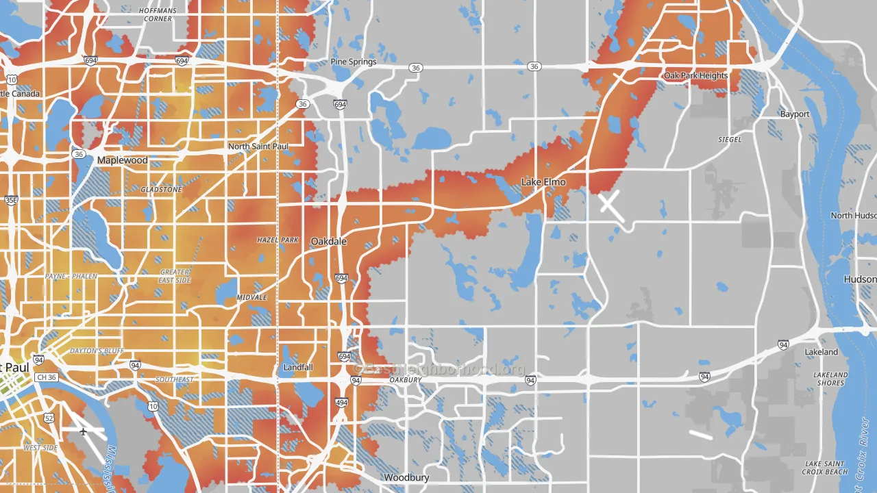 Transit Grade map of Washington County, MN