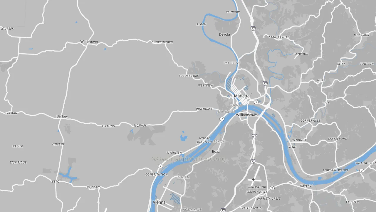 Transit Grade map of Washington County, OH