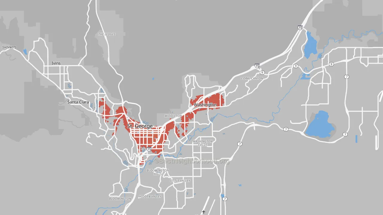 Transit Grade map of Washington County, UT