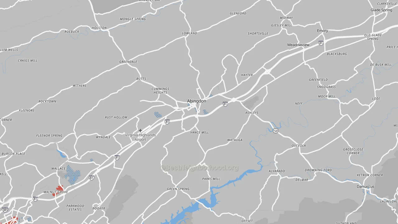 Transit Grade map of Washington County, VA