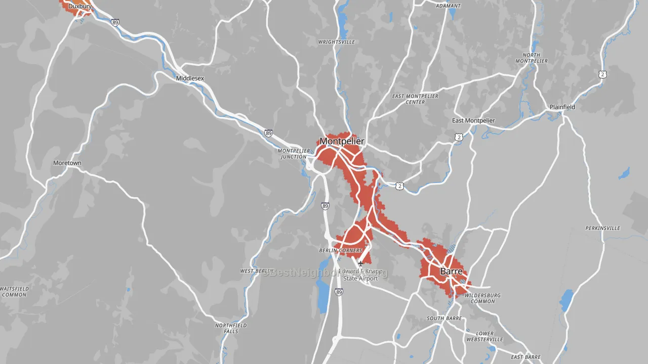 Transit Grade map of Washington County, VT