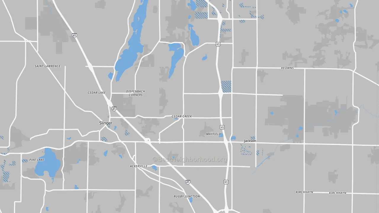 Transit Grade map of Washington County, WI