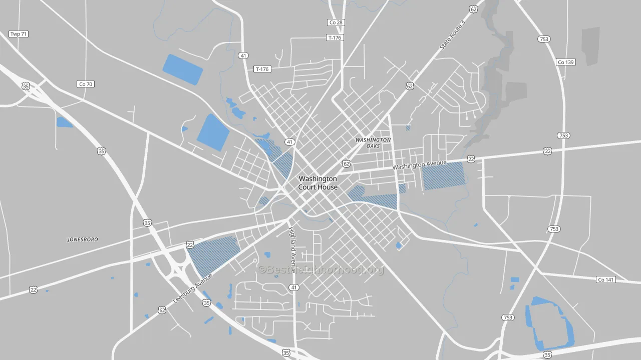 Transit Grade map of Washington Court House Historic District, Washington Court H