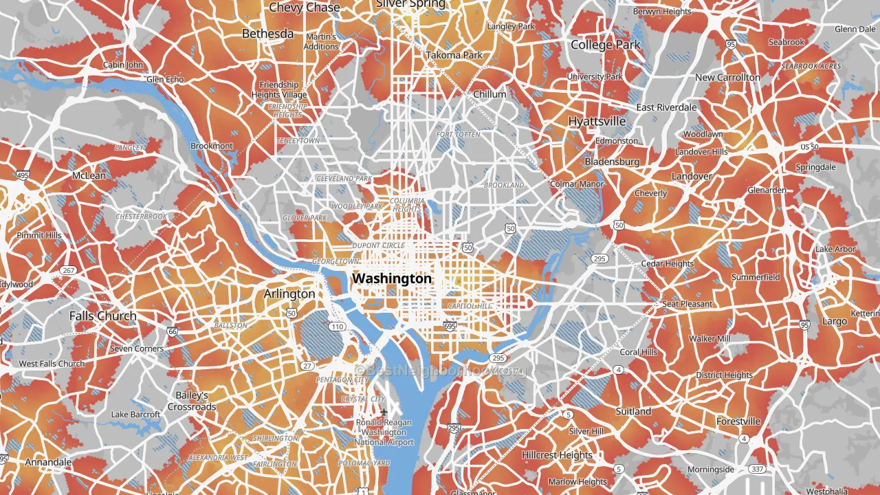 Transit Grade map of Washington, DC