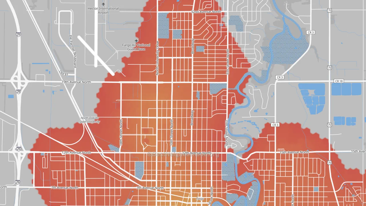 Transit Grade map of Washington, Fargo, ND