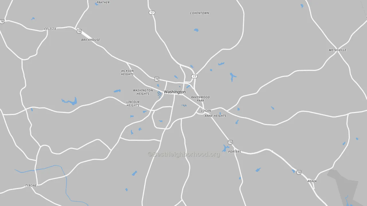 Transit Grade map of Washington, GA