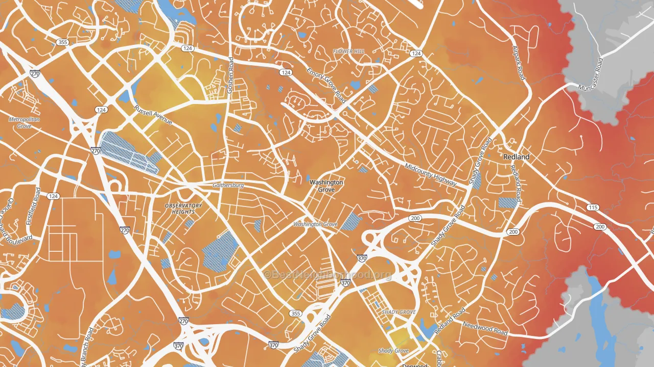 Transit Grade map of Washington Grove, MD