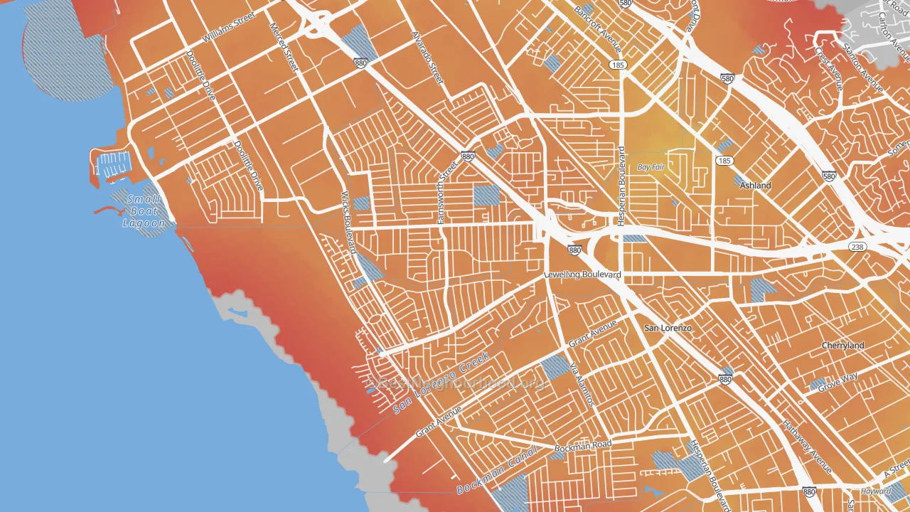 Transit Grade map of Washington Manor-Bonaire, San Leandro, CA