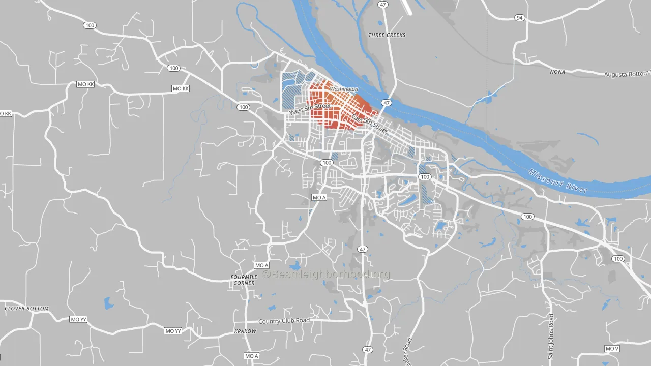 Transit Grade map of Washington, MO