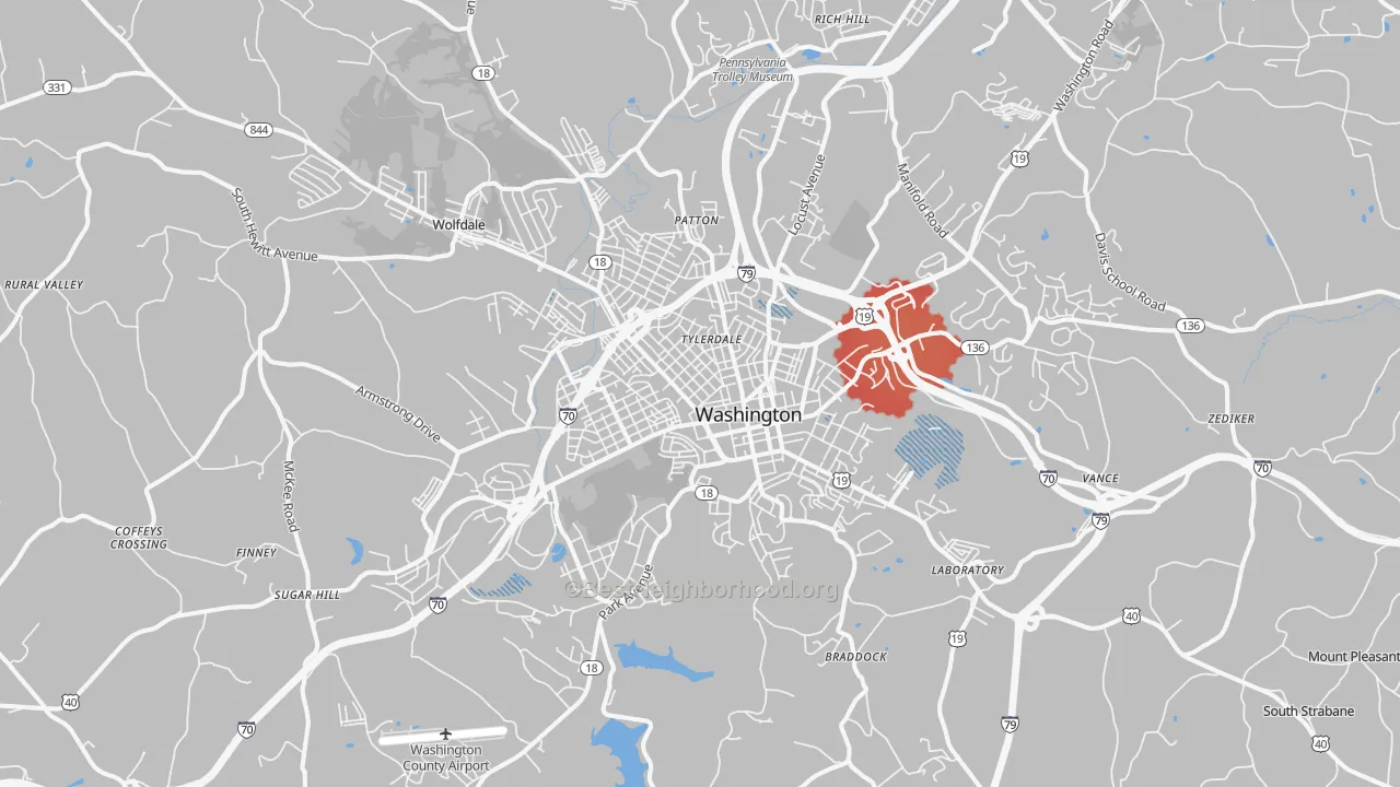 Transit Grade map of Washington, PA