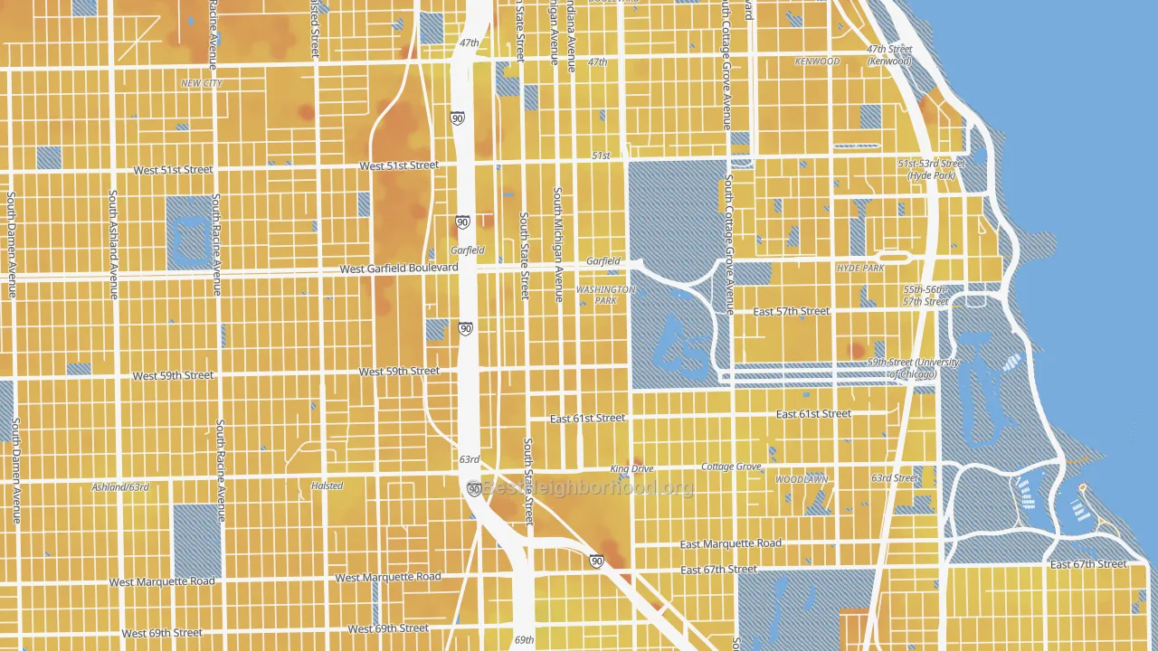 Transit Grade map of Washington Park, Chicago, IL