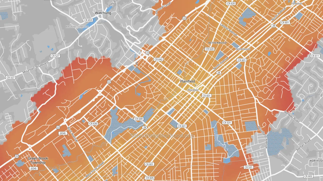 Transit Grade map of Washington Park Historic District, North Plainfield, NJ