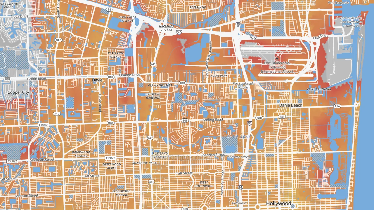 Transit Grade map of Washington Park, Hollywood, FL