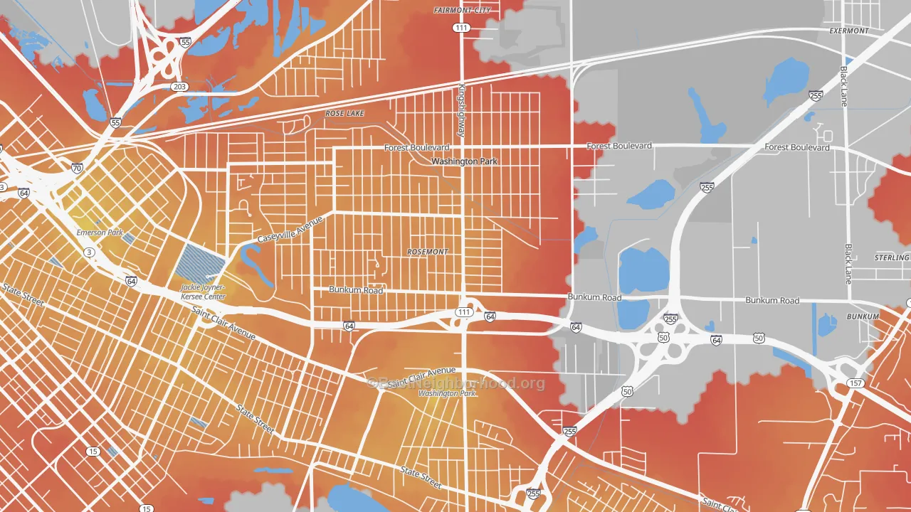 Transit Grade map of Washington Park, IL