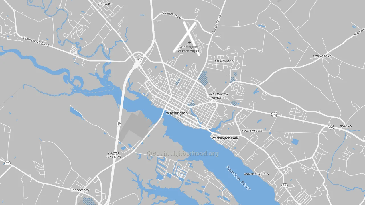 Transit Grade map of Washington Park, NC