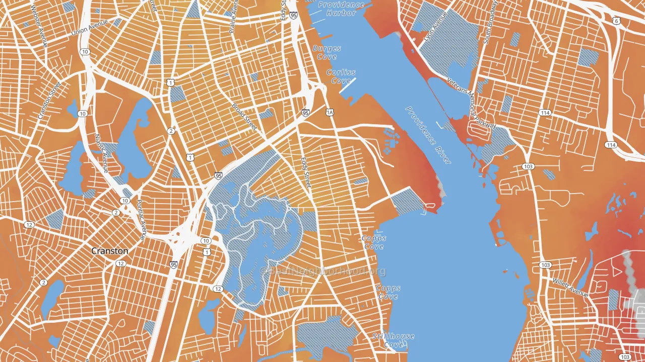Transit Grade map of Washington Park, Providence, RI