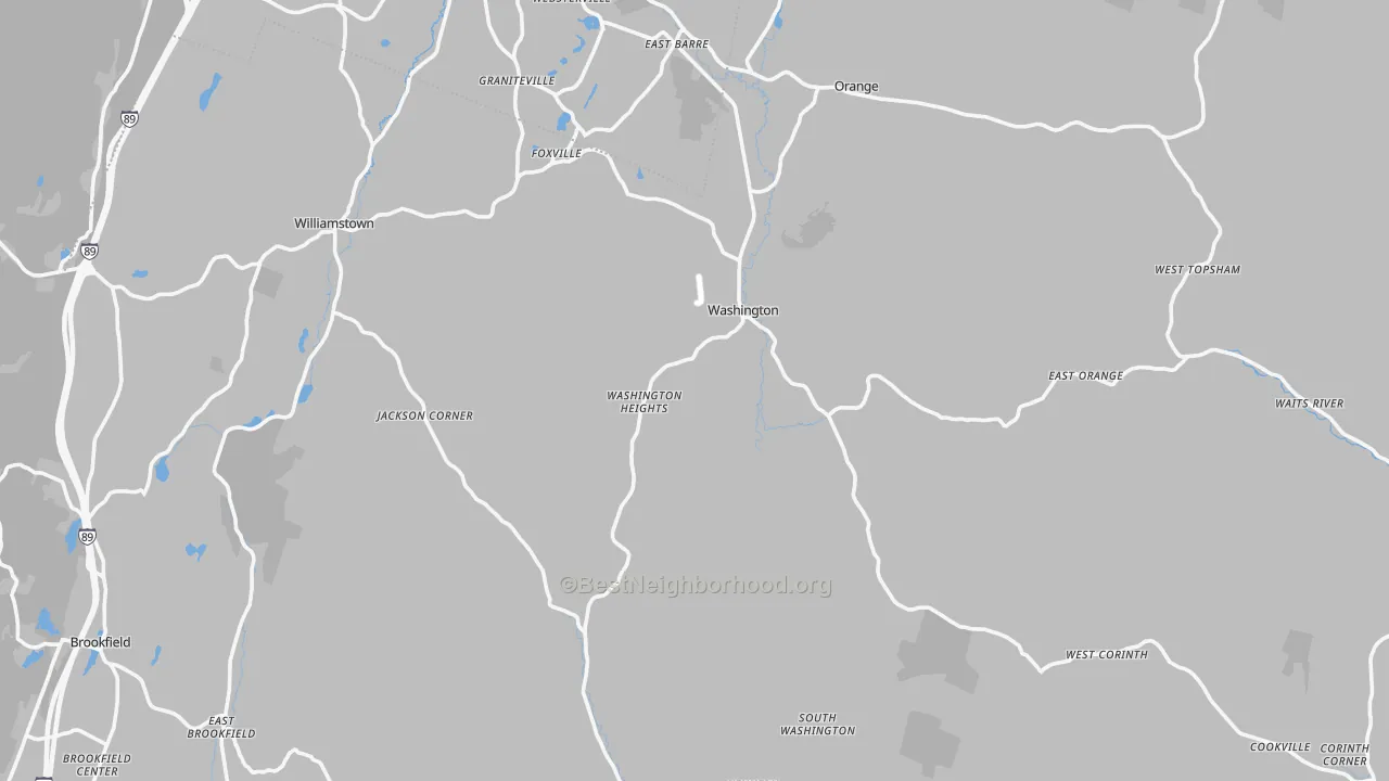 Transit Grade map of Washington, VT