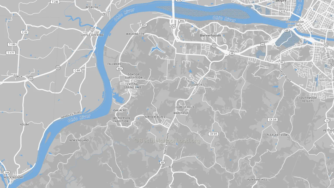 Transit Grade map of Washington, WV