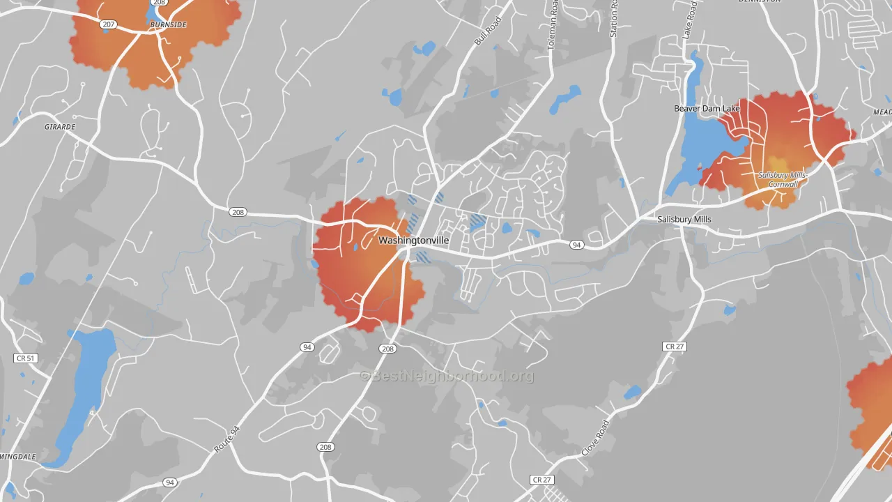 Transit Grade map of Washingtonville, NY