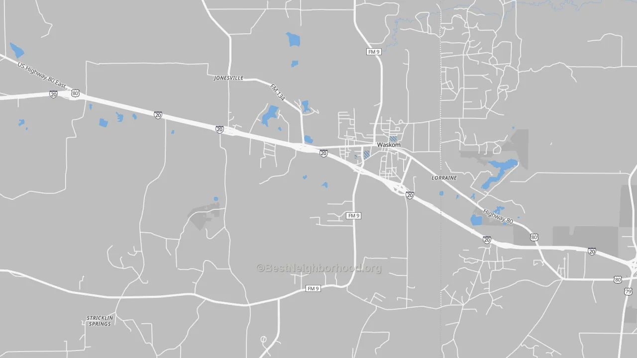 Transit Grade map of Waskom, TX