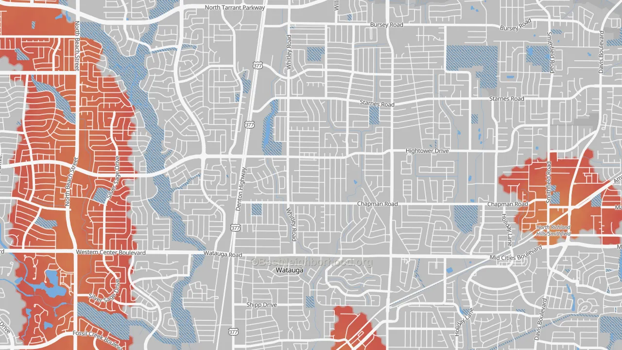 Transit Grade map of Watauga, TX