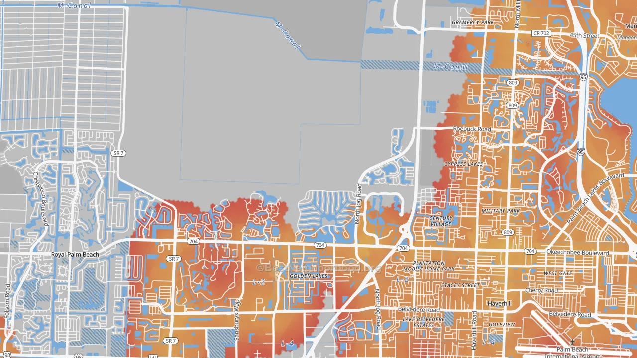 Transit Grade map of Water Catchment Area, West Palm Beach, FL
