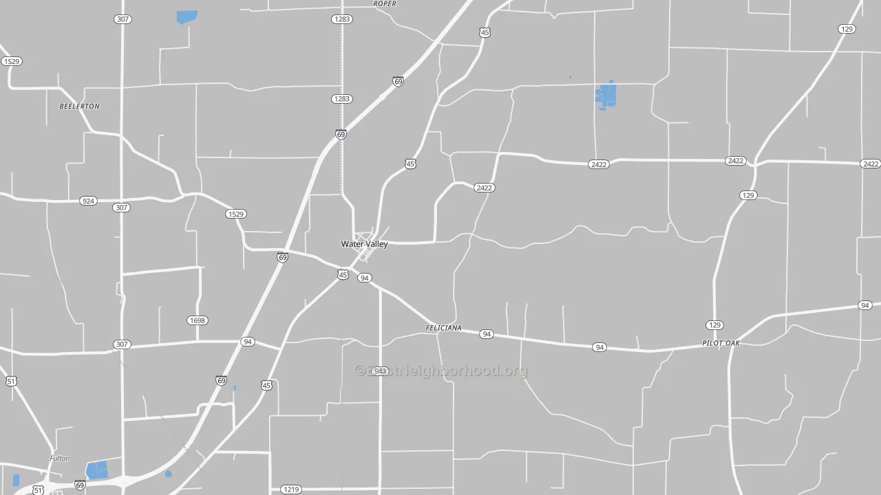 Transit Grade map of Water Valley, KY