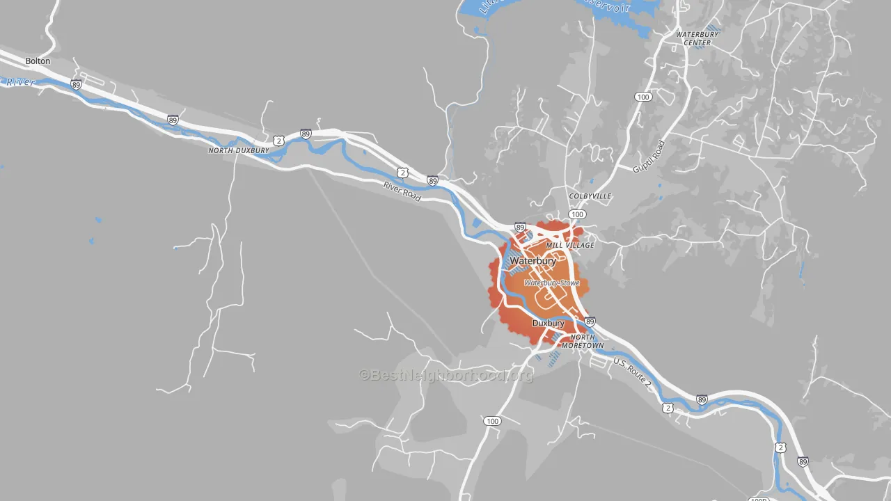 Transit Grade map of Waterbury, VT
