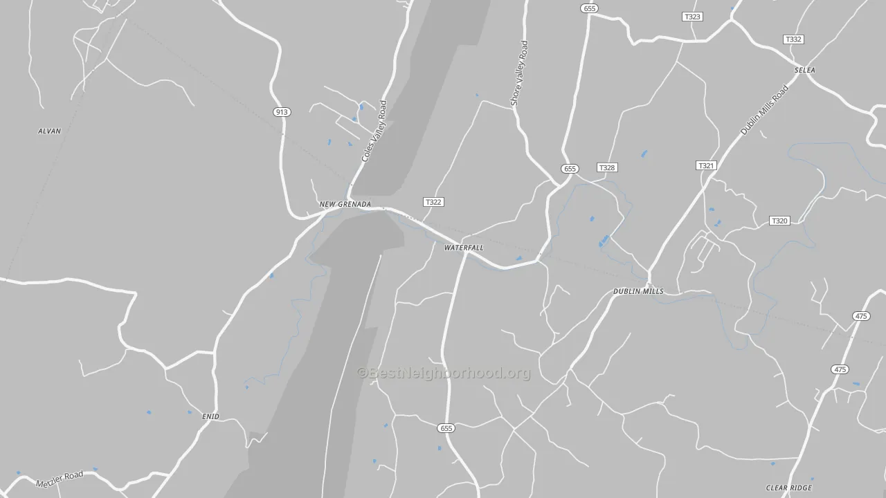 Transit Grade map of Waterfall, PA