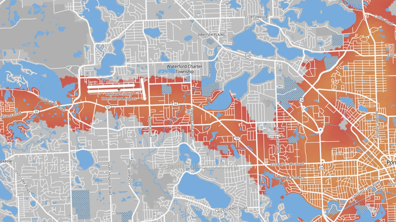 Transit Grade map of Waterford, MI