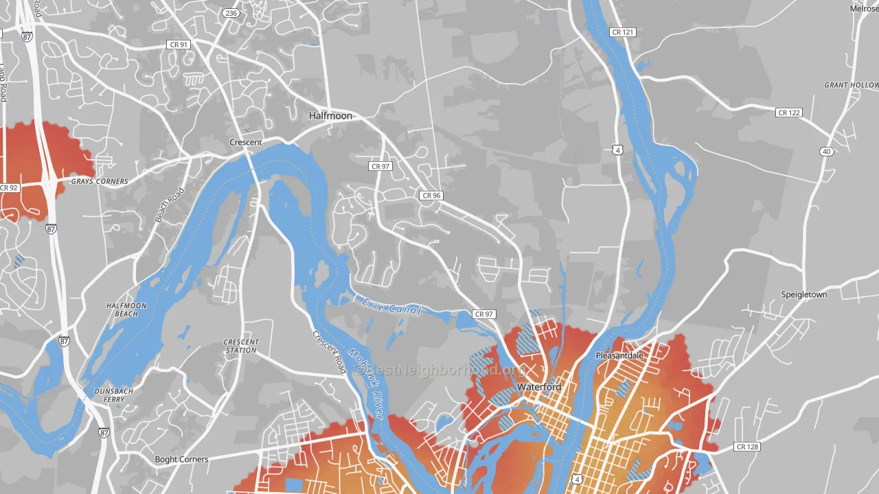 Transit Grade map of Waterford, NY