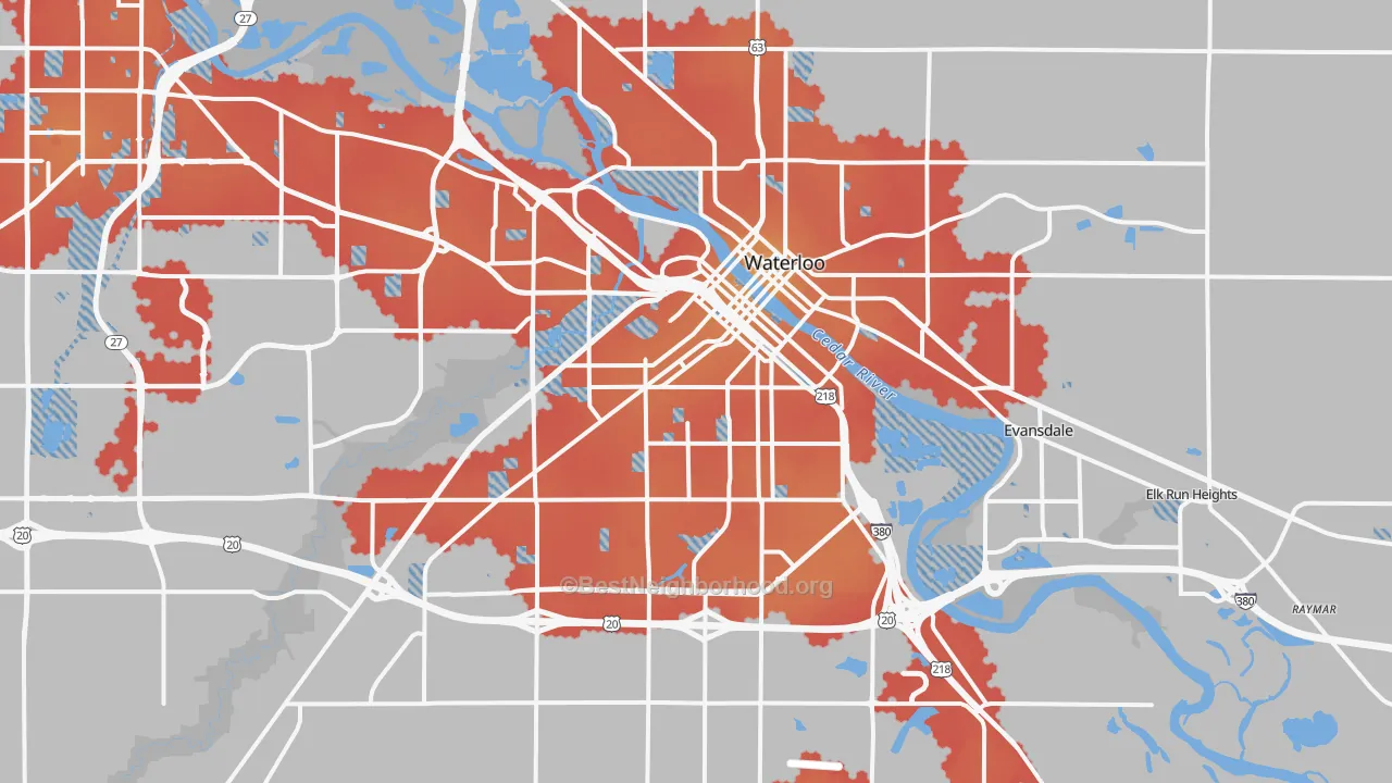 Transit Grade map of Waterloo, IA