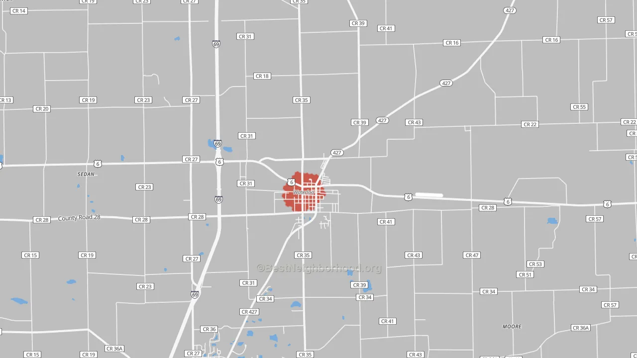 Transit Grade map of Waterloo, IN