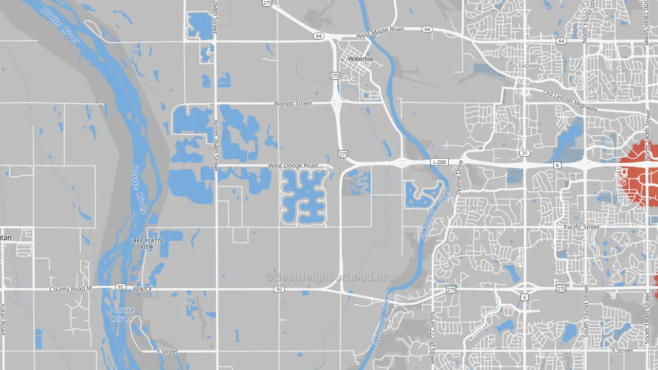 Transit Grade map of Waterloo, NE