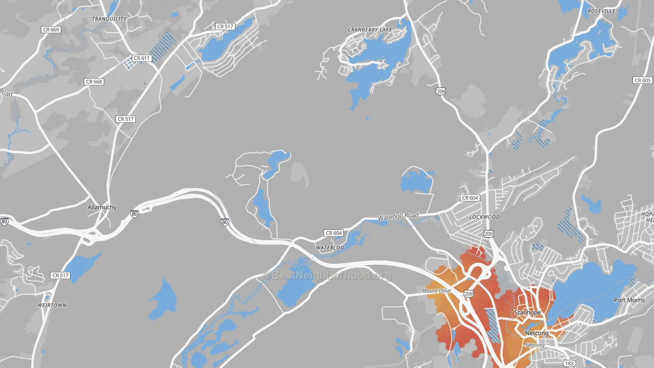 Transit Grade map of Waterloo, NJ