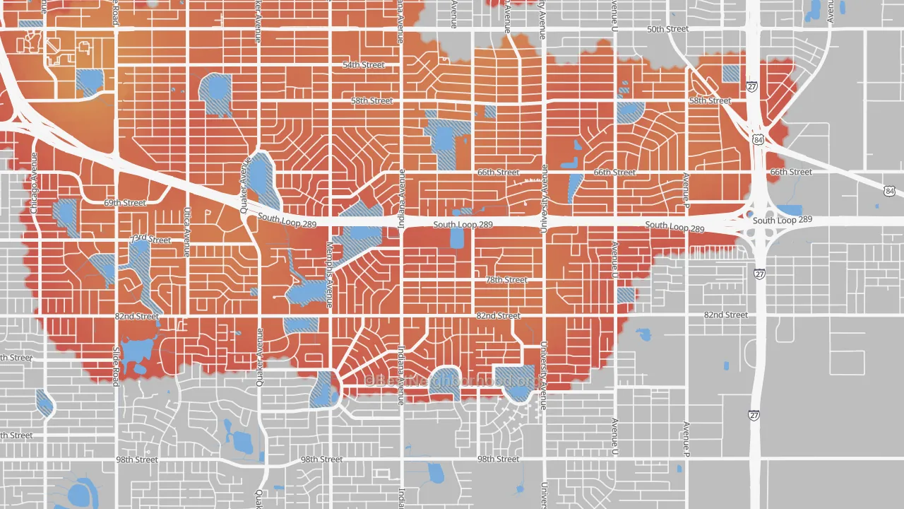 Transit Grade map of Waters, Lubbock, TX