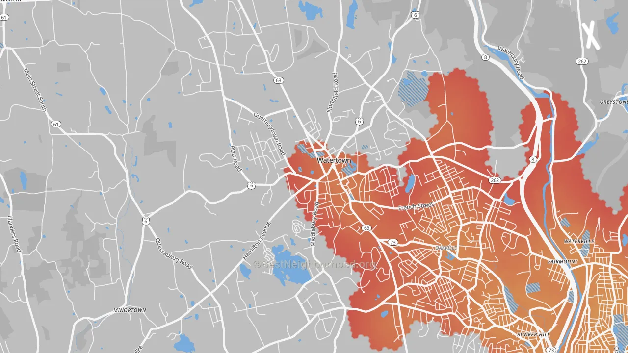 Transit Grade map of Watertown, CT