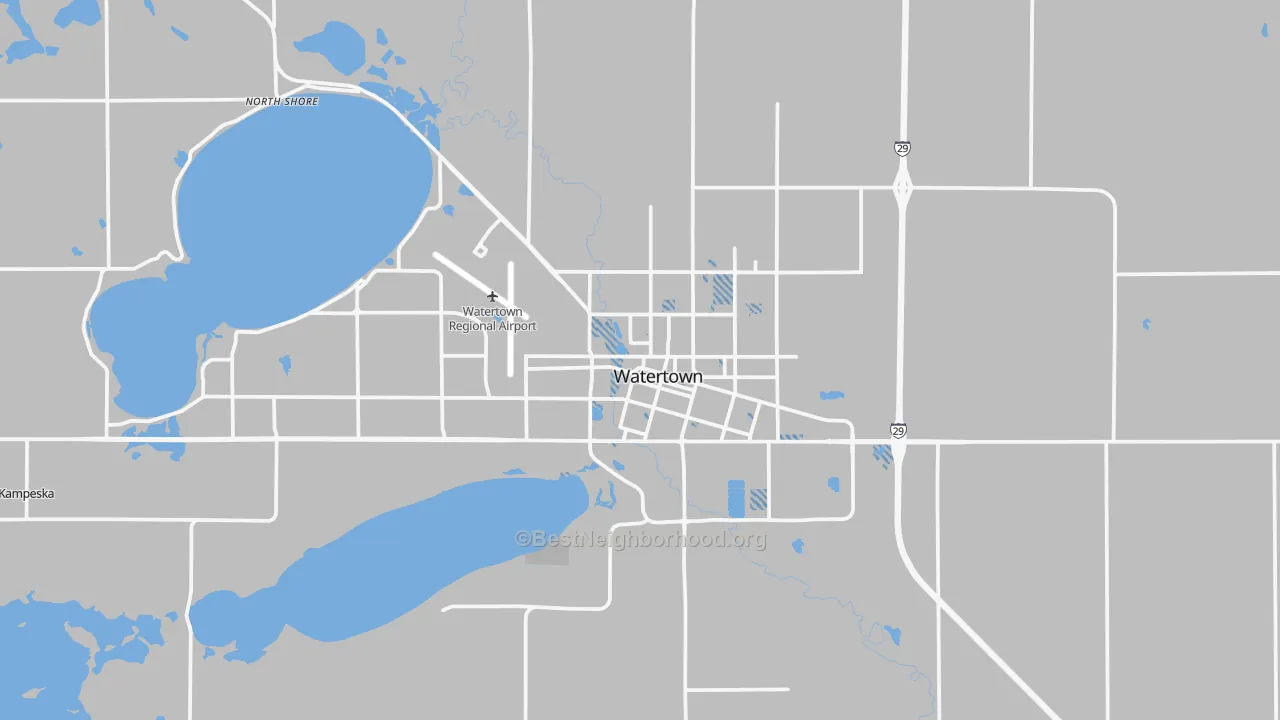 Transit Grade map of Watertown, SD